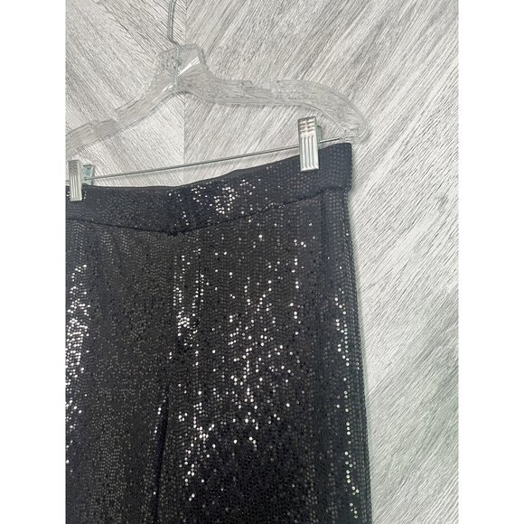Zara Black and Silver Sequin Wide Leg Pants - Picture 11 of 14